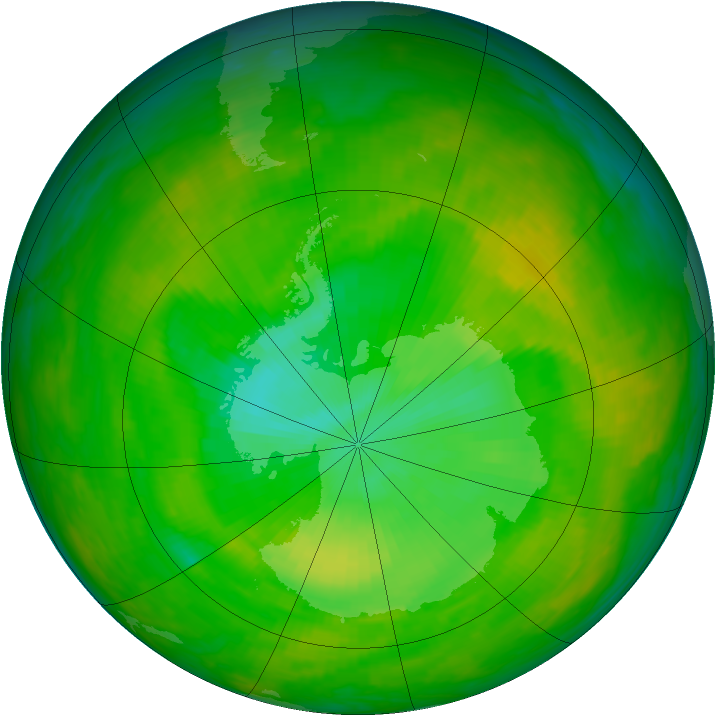 Antarctic ozone map for 04 December 1991